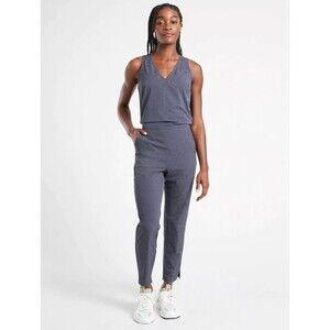 Athleta Brooklyn Textured Jumpsuit sz 0 Medieval Violet animal print jacquard